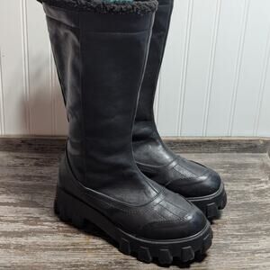 Liliana Women's Black Faux Leather Tall Fashion Boots Size 8